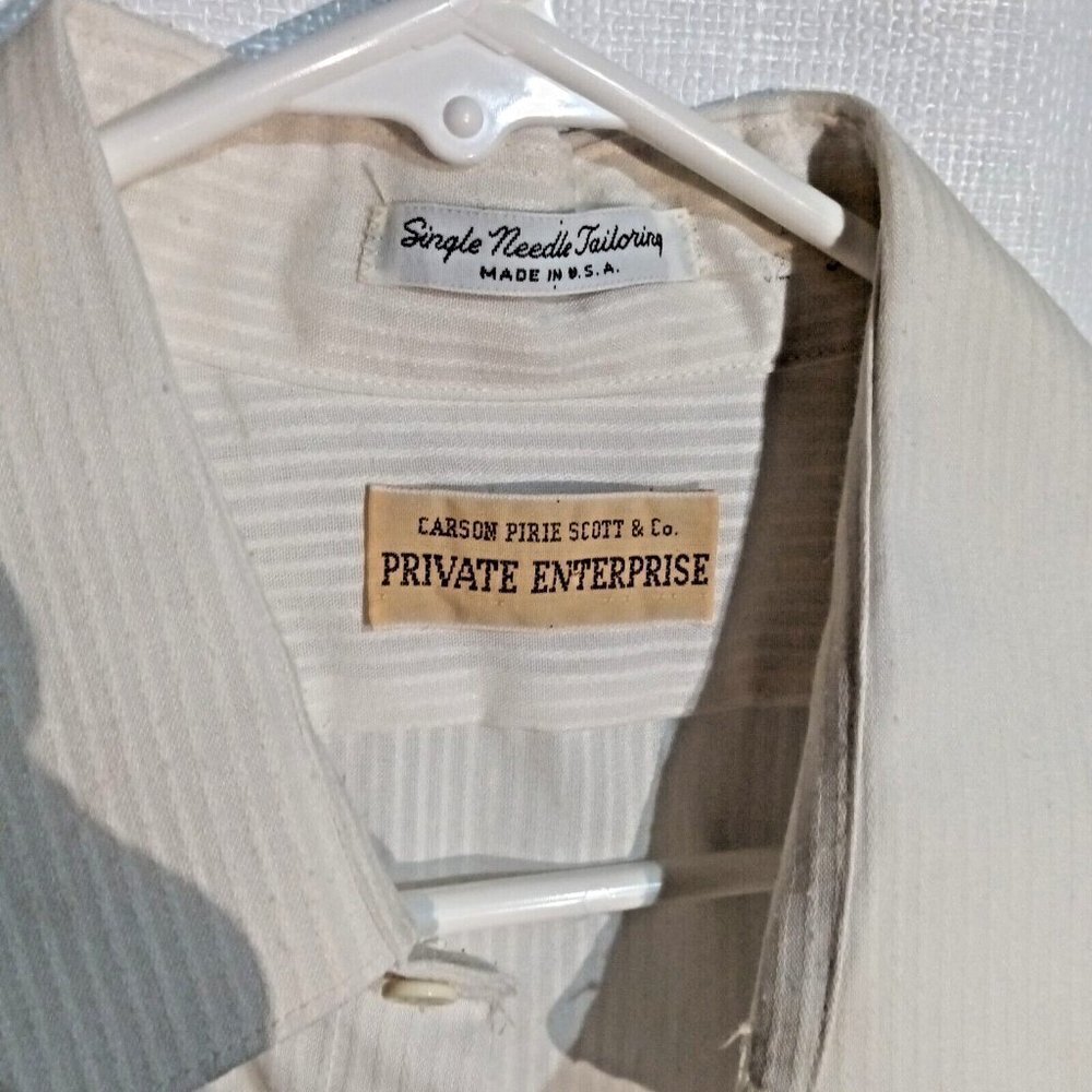 VINTAGE 1970s Men's Shirt 16 32/33 Carson Pirie Scott Striped Shirt USA Disco - Picture 2 of 7